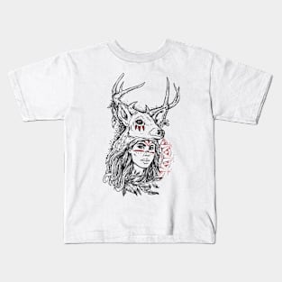 Deer priestess Kids T-Shirt